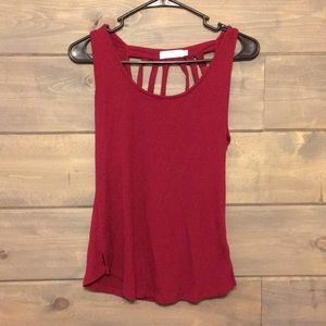 Ribbed deep red tank top